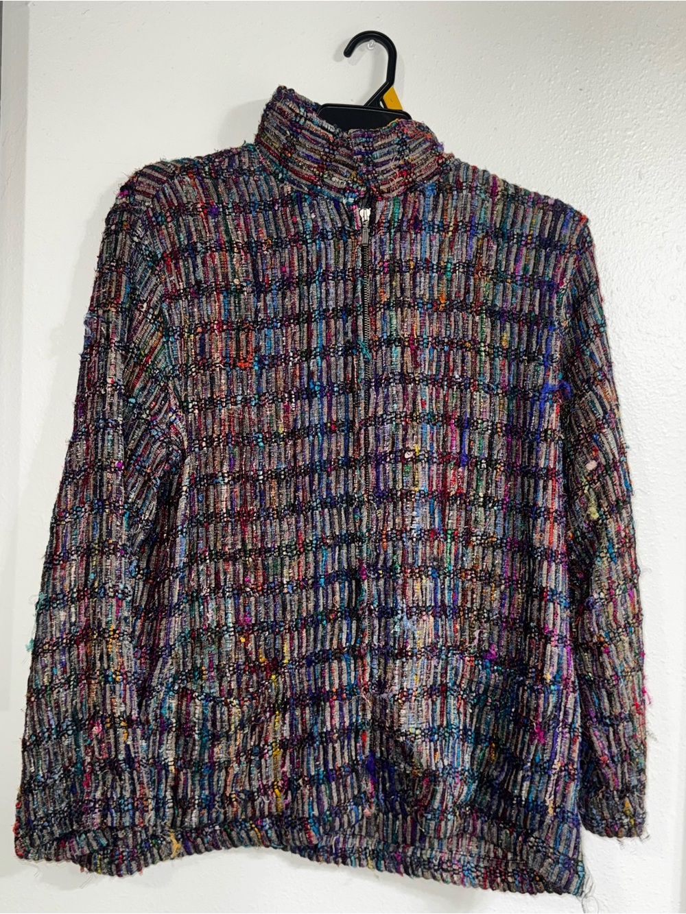 Vintage Chico’s Multi-Color Textured Knit Jacket - Women's Cozy Zip-Front